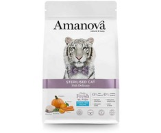 AMANOVA Adult Cat Sterilized žuvis Delikatesas - sausas kačių maistas - 1,5kg