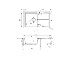 Deante granitinė virtuvinė plautuvė Deante Andante Flush, ZQN_N11F, Nero