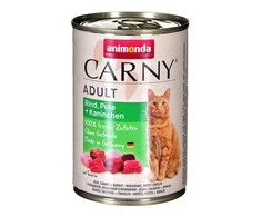 Drėgnas Kačių Maistas - Animonda Carny Jautiena, Kalakutiena, Triušis 400g