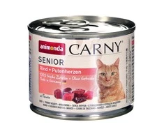 Animoda Kačių Maistas - ANIMONDA Carny Senior Jautiena ir Kalakutienos Širdelės 200g Drėgnas