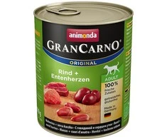 Animonda Grancarno adult 800g suaugusių šunų konservai su jautiena ir ančių širdelėmis MR