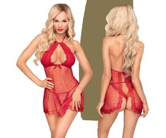 Penthouse Libido Boost Raudona Babydoll Set M/L - Elegant Mesh Design