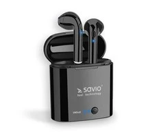 Belaidės ausinės Savio TWS-02, Bluetooth, su mikrofonu, juodos