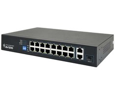 Šakotuvas Nevaldomas komutatorius 18xRJ45 - 16 RJ45 PoE+ 100Mb/s prievadų + 2 RJ45 Uplink 1Gb/s prievadai (galios sąnaudos 150W) AVIZIO
