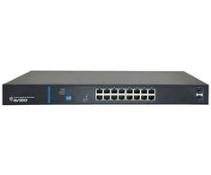 Šakotuvas Nevaldomas komutatorius su 16 RJ45 PoE+ 1 Gb/s prievadų + 2 SFP Uplink 1 Gb/s prievadais (galios sąnaudos 150 W) AVIZIO