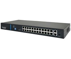 Šakotuvas Nevaldomas komutatorius (jungiklis) 24 RJ45 PoE+ 100Mb/s prievadai + 2 RJ45 Uplink 1Gb/s prievadai (galios sąnaudos 250W) AVIZIO