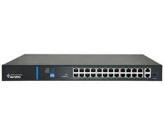 Šakotuvas Nevaldomas komutatorius (jungiklis) 24 RJ45 PoE+ 100Mb/s prievadai + 2 RJ45 Uplink 1Gb/s prievadai (galios sąnaudos 250W) AVIZIO