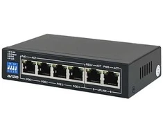 Šakotuvas AVIZIO komutatorius 4x RJ45 PoE 1Gb/s + 2x RJ45 Uplink 1Gb/s