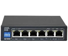 Šakotuvas AVIZIO komutatorius 4x RJ45 PoE 1Gb/s + 2x RJ45 Uplink 1Gb/s