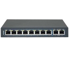 Šakotuvas Nevaldomas komutatorius 10xRJ45 - 8 RJ45 PoE+ 100Mb/s prievadai + 2 RJ45 Uplink 1Gb/s prievadai (energijos sąnaudos 96W) AVIZIO