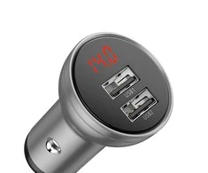 Baseus Automobilinis įkroviklis 2xUSB 4.8A 24 W - Sidabrinis