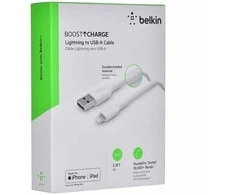 USB kabelis Belkin Boost Charge Braided USB-A to Lightning 1.0m baltas