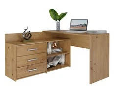 Top E Shop Kompiuterio Stalas - Topeshop Dany Artisan ąžuolo kampinis su 3 stalčiais