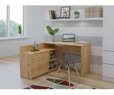 Top E Shop Kompiuterio Stalas - Topeshop Dany Artisan ąžuolo kampinis su 3 stalčiais
