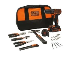 Black &amp; Decker Juodas &amp; Decker Suktuvas-gręžtuvas Juodas &amp; Decker BDCDC18HTSA-QW; 18 V; 1x1,5 Ah akum. + priedai
