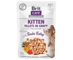 Konservuotas ėdalas katėms Brit Care Cat Kitten Fillets in Gravy kalakutiena, 85 g