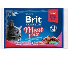 Drėgnas Kačių Maistas - BRIT Premium Cat Meat Plate, 4x100g