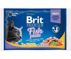 Drėgnas Kačių Maistas - BRIT Premium Cat žuvis Plate, 4x100g