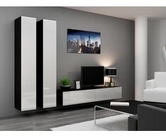 Cama sieninė spintelė VIGO '180' 180/40/30 (spalva: balta/blizgi juoda)