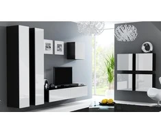 Cama sieninė spintelė VIGO '180' 180/40/30 (spalva: balta/blizgi juoda)