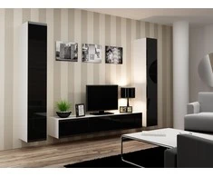 Cama sieninė spintelė VIGO '180' 180/40/30 (spalva: balta/blizgi juoda)