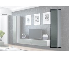 Cama sieninė spintelė VIGO '180' 180/40/30 (spalva: balta/blizgi pilka)