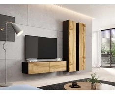 Cama sieninė spintelė VIGO '180' 180/40/30 (spalva: Votan ąžuolas/juoda)