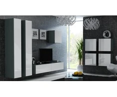 Cama sieninė spintelė VIGO '180' 180/40/30 (spalva: pilka/blizgi balta)