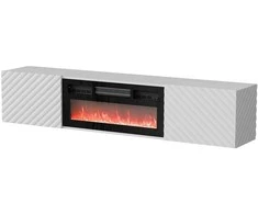 Laikiklis Cama Meble Televizoriaus Spintelė - Cama Lara 183x35x37 Balta Matinė + Juodas Židinys
