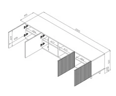 TV staliukas Cama Meble Televizoriaus Spintelė - Pafos 200x42x52, Balta