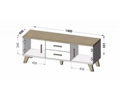 Cama Meble TV Stovas - Cama Lotta 140 Cm Wotan Ąžuolas Matinė Juoda