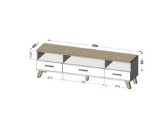 Cama Meble TV Staliukas - Cama LOTTA 180cm Wotan Ąžuolas, Juoda