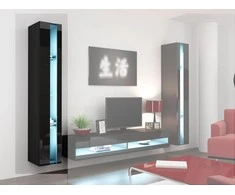 Cama Meble Sieninė lentyna 180 VIGO, 180/40/30, (spalva: Juoda/Blizgi juoda)