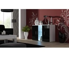 Cama Meble Šoninė Spintelė - Soho S7 120 Cm, Balta/Juoda Blizgi.