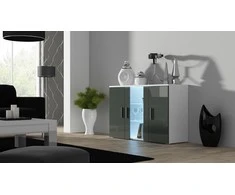Cama Meble Komoda - VIGO 3 Durų Modernaus Stiliaus Balta/Pilka Blizgi
