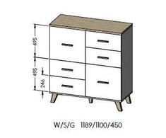 Cama Meble Komoda - Cama Lotta 110 2D4S Ąžuolas/Juoda