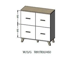 Cama Meble Komoda - Cama Lotta 110 4D Wotan Ąžuolas + Matinė Juoda