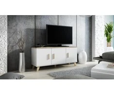 Cama Meble Šoninė Spintelė - Cama Lotta 150 3D Balta Ir Sonoma Ąžuolas