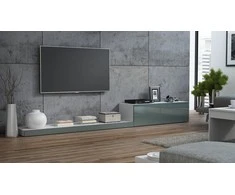 TV staliukas Cama Meble Televizorius - Cama Life 300 42" 35" Baltas/Pilkas Blizgus TV Stovas