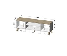 TV staliukas Cama Meble Televizorius - Cama Lotta 160 2D2K Baltas