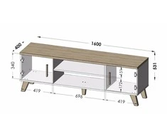TV staliukas Cama Meble Televizoriaus Stovas - Cama LOTTA 160 2D2K Wotan ąžuolas/matinė juoda