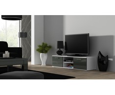TV staliukas Cama Meble Televizoriaus Stovas - Cama Soho 140 Balta/Pilka Blizgi