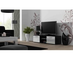 TV staliukas Cama Meble Televizoriaus Stovas - Soho 140 Juodas/Baltas Blizgus