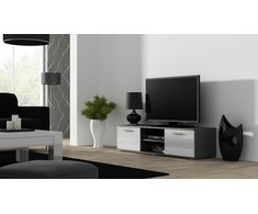 TV staliukas Cama Meble Televizorius - Cama Soho 140 Pilkas/Baltas Blizgus