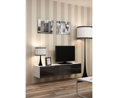 Cama TV staliukas VIGO 140 30/140/40 (spalva: balta/blizgi juoda)