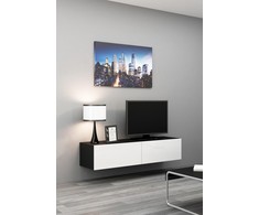 Cama Meble Televizoriaus stovas - VIGO Cama 140 Modernus Juodas/Baltas Blizgus