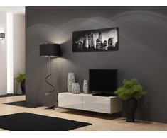 Cama TV staliukas VIGO 140 30/140/40 (spalva: Sonomos ąžuolas/blizgi balta)