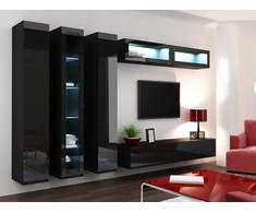 Cama pakabinama TV spintelė VIGO '180' 30/180/40 (spalva:juoda/blizgi juoda)