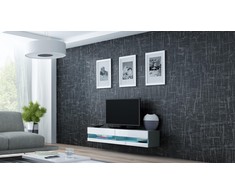 Cama Meble TV staliukas VIGO '140', 30/140/40 (spalva: Pilka/Blizgi balta)