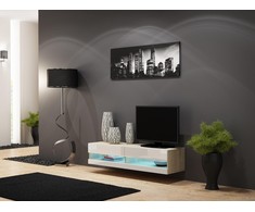 Cama Meble Televizorius Stovas - Cama Vigo 30/140/40 Sonomos Balta Blizgi.